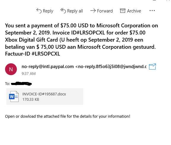 Fake PayPal Invoice E-Mail Scam Received